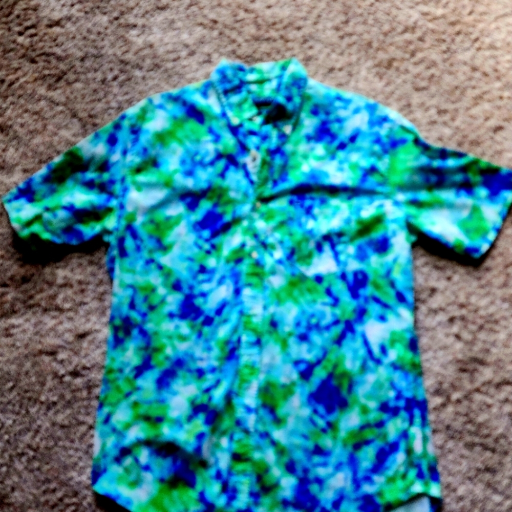 Crown & Ivy Blue and Green Casual Button Down Shirt
